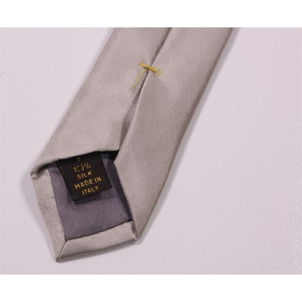 Louis Vuitton Solid Silver Gray Silk Necktie Tie … - image 7